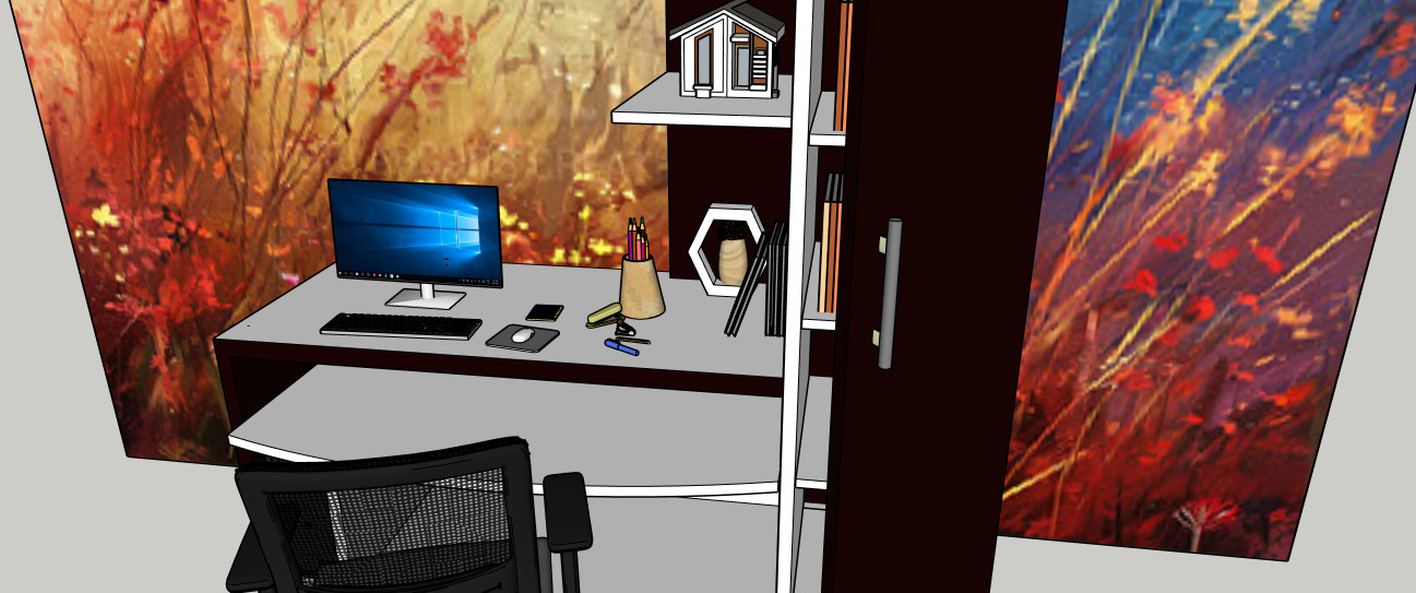 Modern Computer Table 3D Model  SketchUp Format 3D model_4