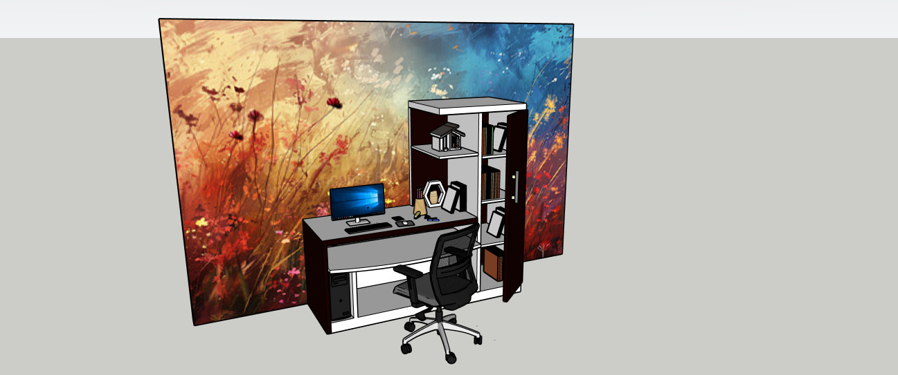 Modern Computer Table 3D Model  SketchUp Format 3D model_6