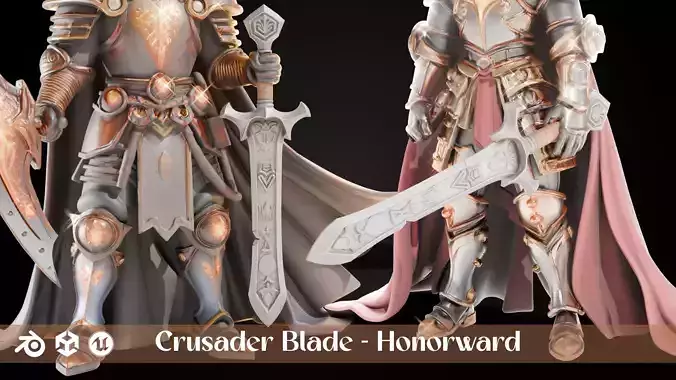 Stylized Sword - Crusader Blade - Honorward - Game Ready 3D model