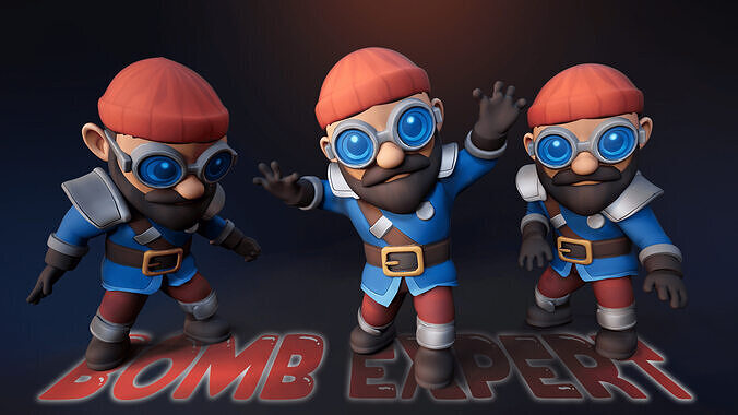 Bomb Expert Animated Character UNREAL ENGINE Low-poly 3D model