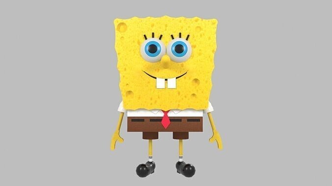 Cartoon Sponge Character Funny 3D Mascot Low-poly 3D model