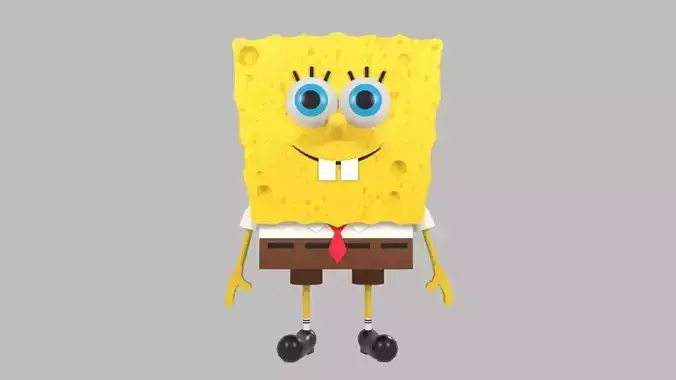 Cartoon Sponge Character Funny 3D Mascot Low-poly 3D model