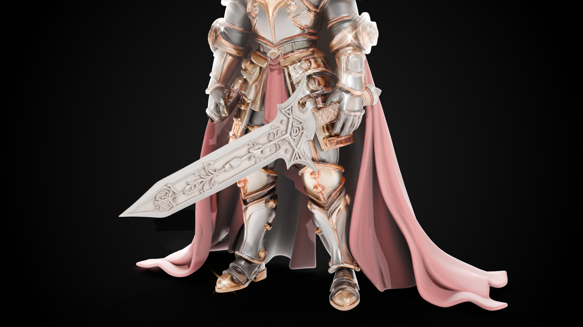 Stylized Sword - Crusader Blade Kings Judgment - Game Ready 3D model_2