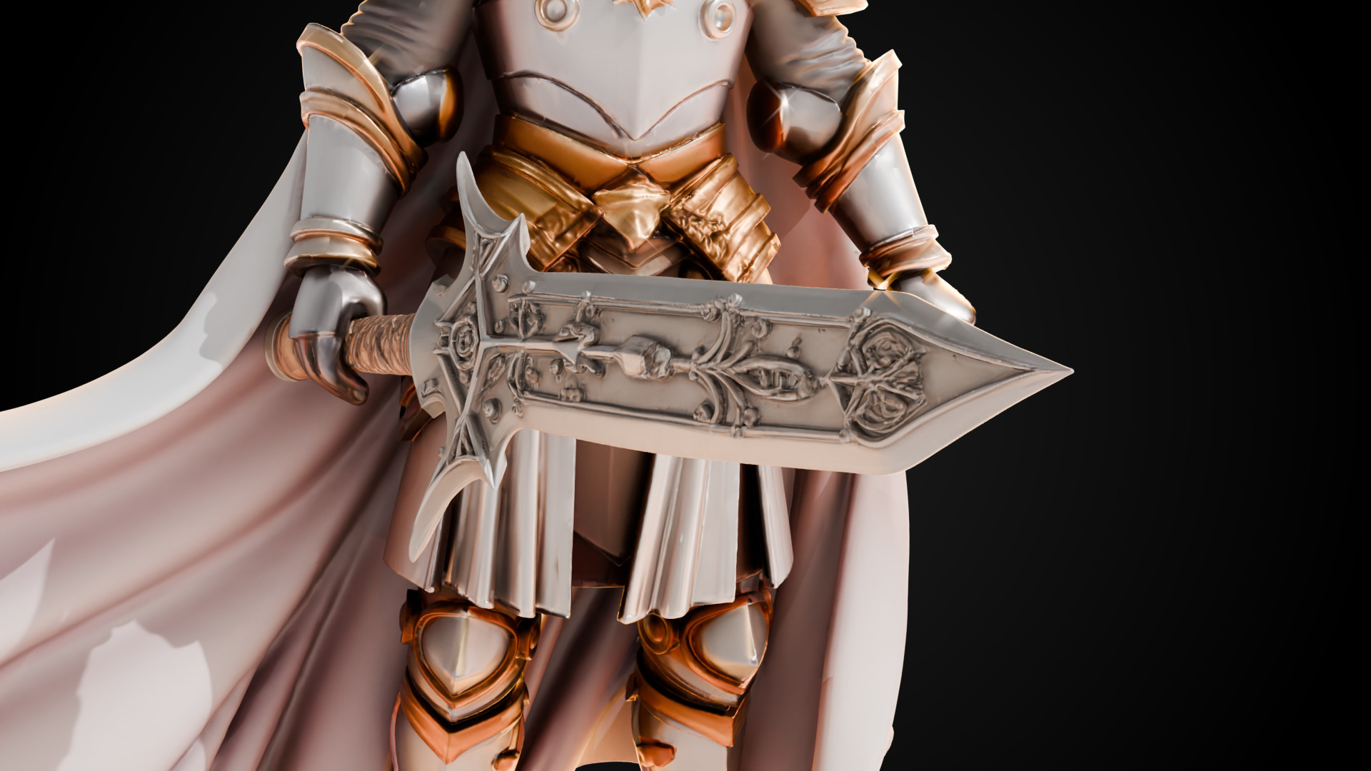 Stylized Sword - Crusader Blade Kings Judgment - Game Ready 3D model_1