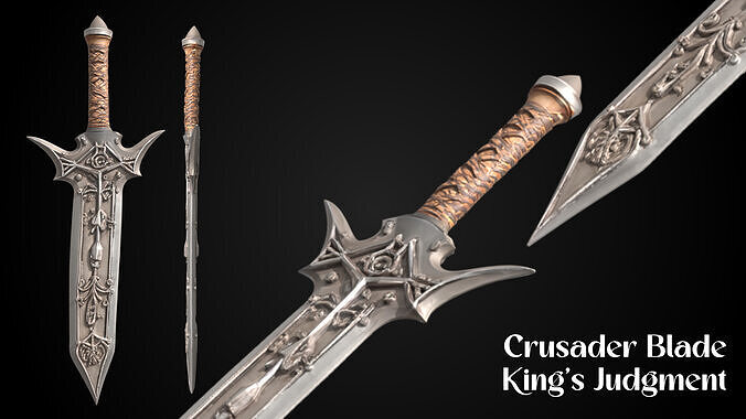 Stylized Knight Sword - Crusader Blade - Kings Judgment 3D model