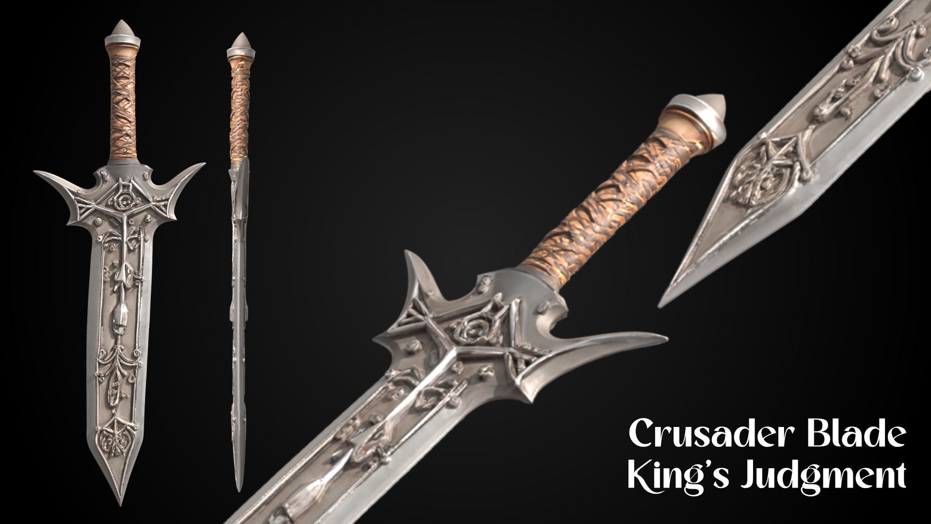 Stylized Sword - Crusader Blade Kings Judgment - Game Ready 3D model_5
