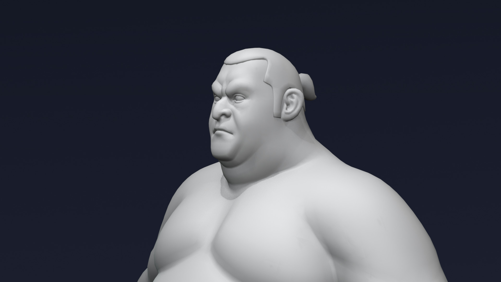 Stylized Sumo Guy Body Base Mesh Rigged with IK FK Switch Low-poly 3D model_7