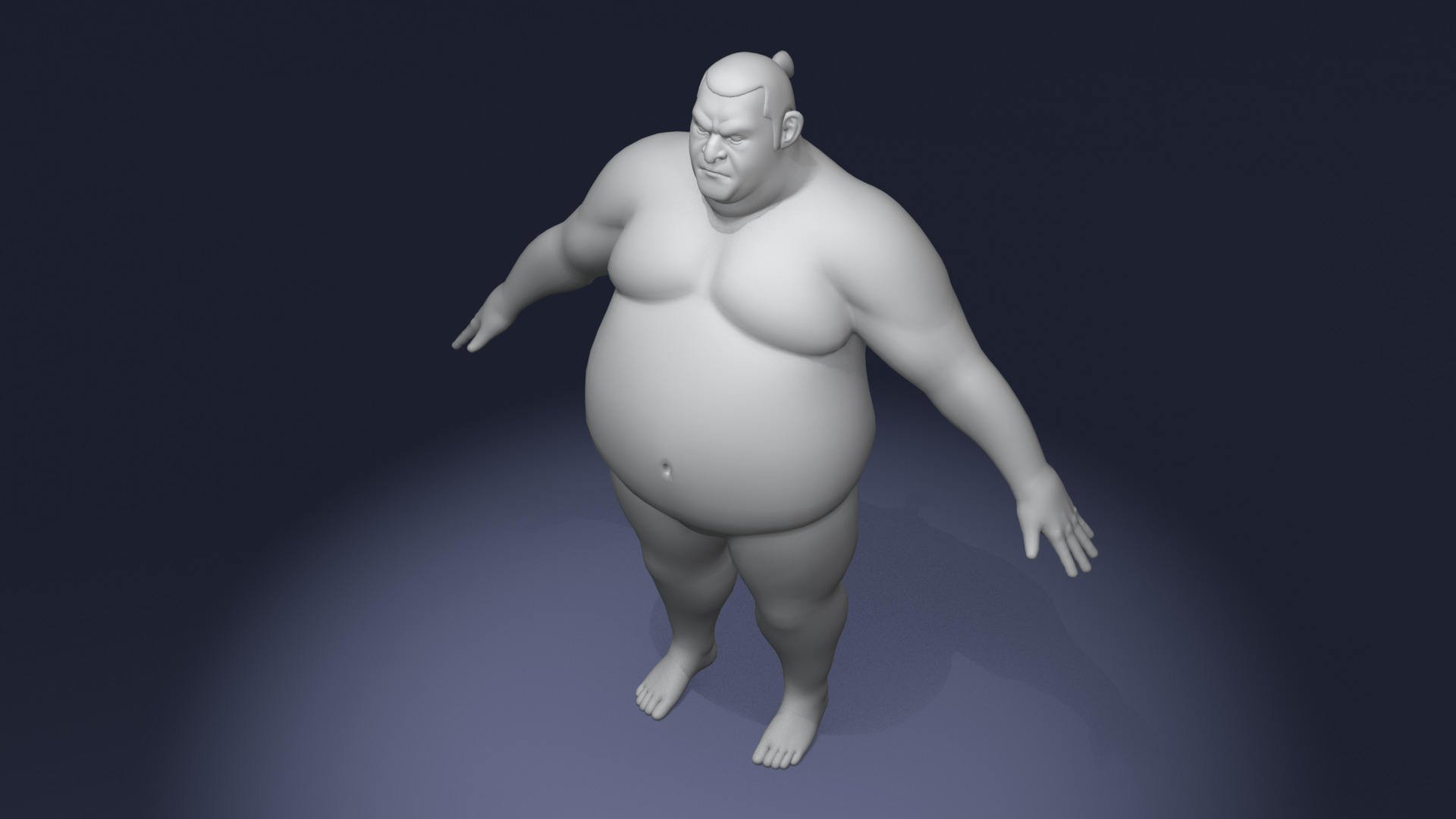 Stylized Sumo Guy Body Base Mesh Rigged with IK FK Switch Low-poly 3D model_10