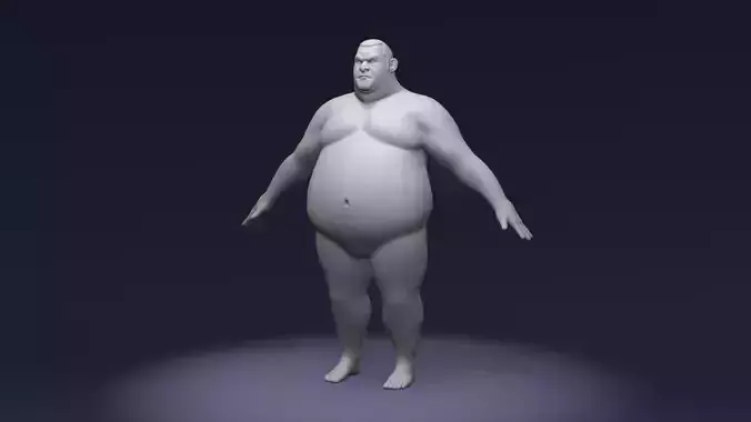 Stylized Sumo Guy Body Base Mesh Rigged with IK FK Switch Low-poly 3D model
