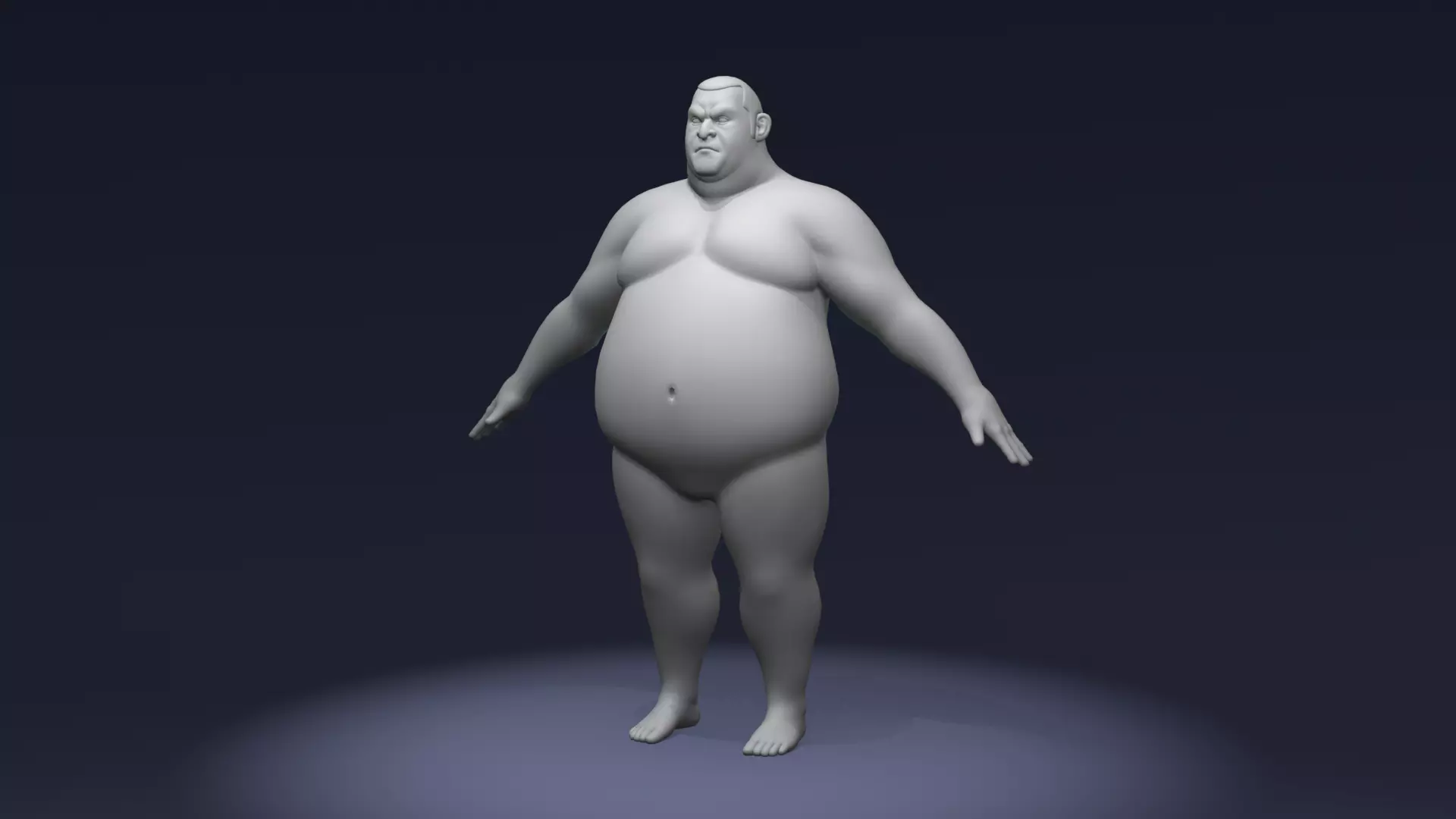 Stylized Sumo Guy Body Base Mesh Rigged with IK FK Switch Low-poly 3D model_0