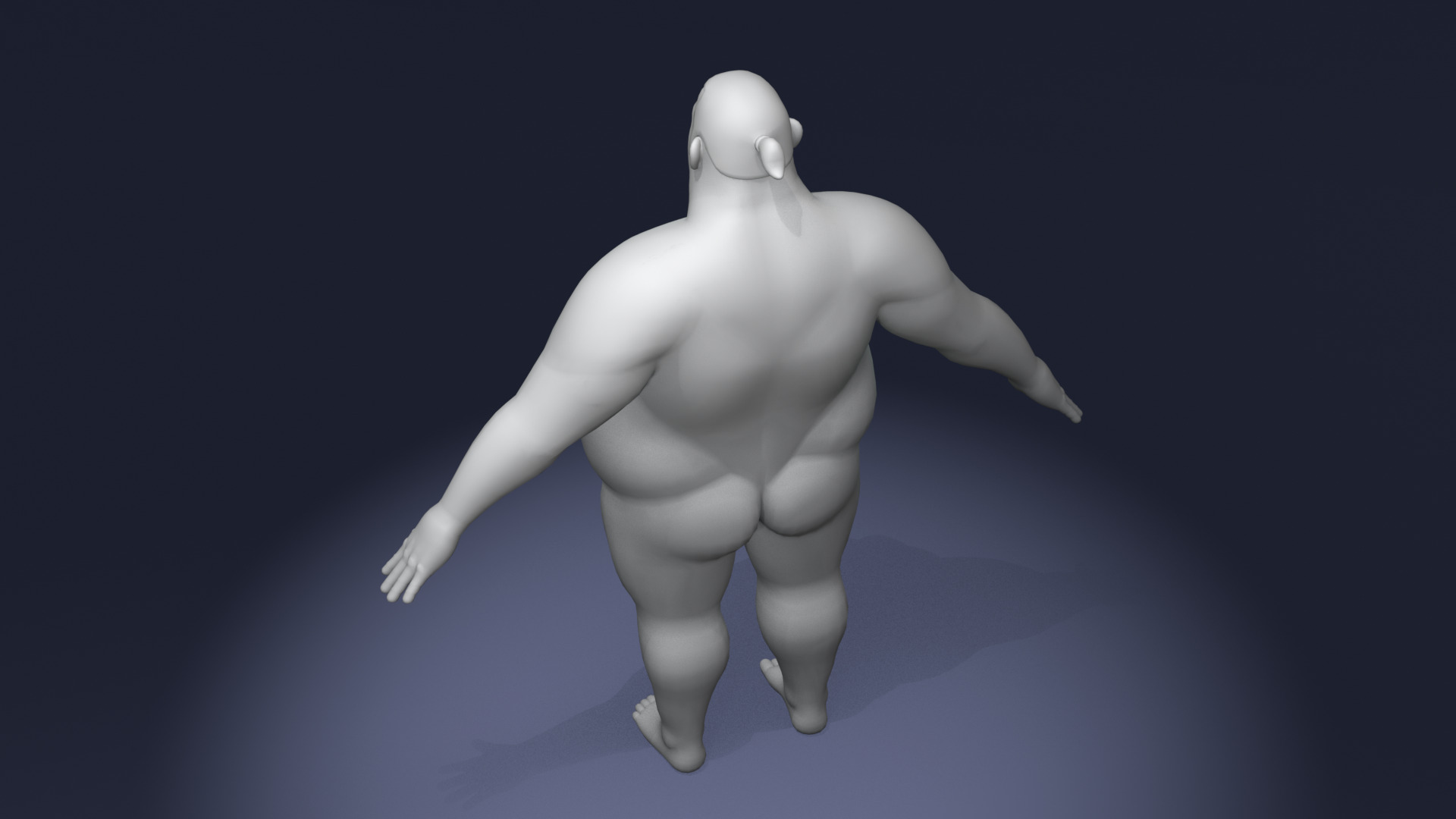 Stylized Sumo Guy Body Base Mesh Rigged with IK FK Switch Low-poly 3D model_11