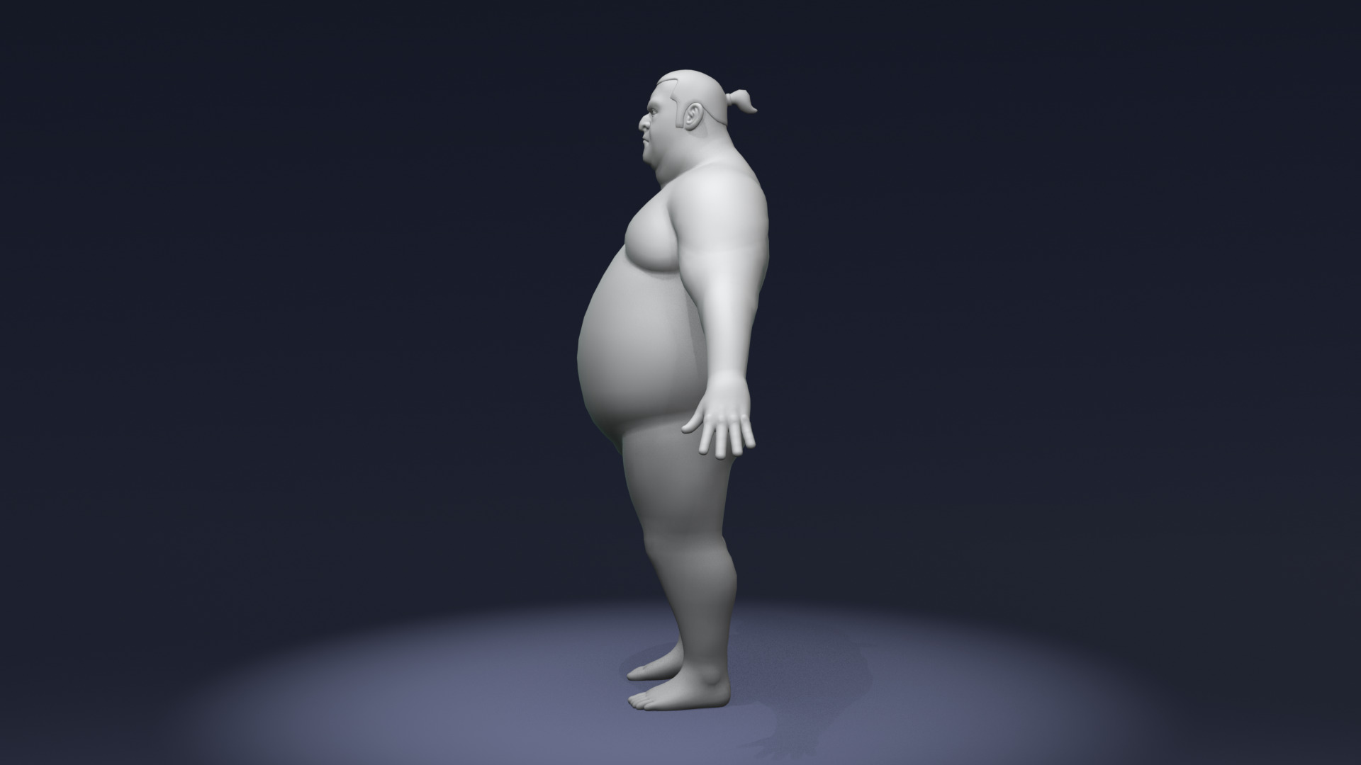 Stylized Sumo Guy Body Base Mesh Rigged with IK FK Switch Low-poly 3D model_5