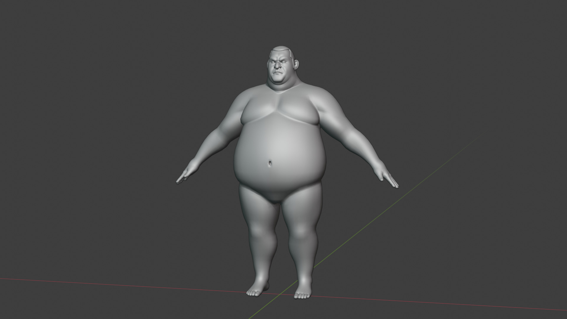 Stylized Sumo Guy Body Base Mesh Rigged with IK FK Switch Low-poly 3D model_15