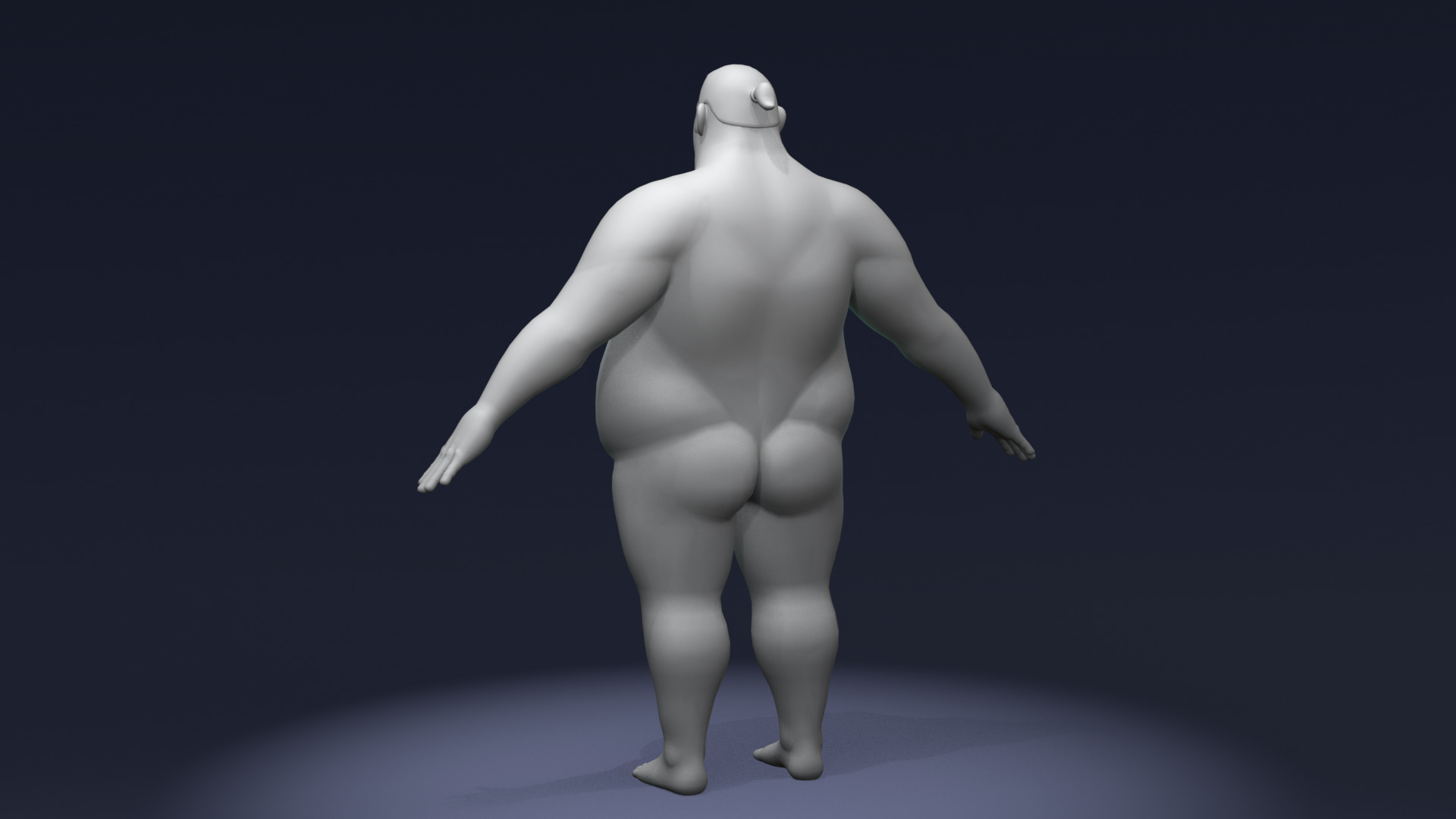Stylized Sumo Guy Body Base Mesh Rigged with IK FK Switch Low-poly 3D model_6
