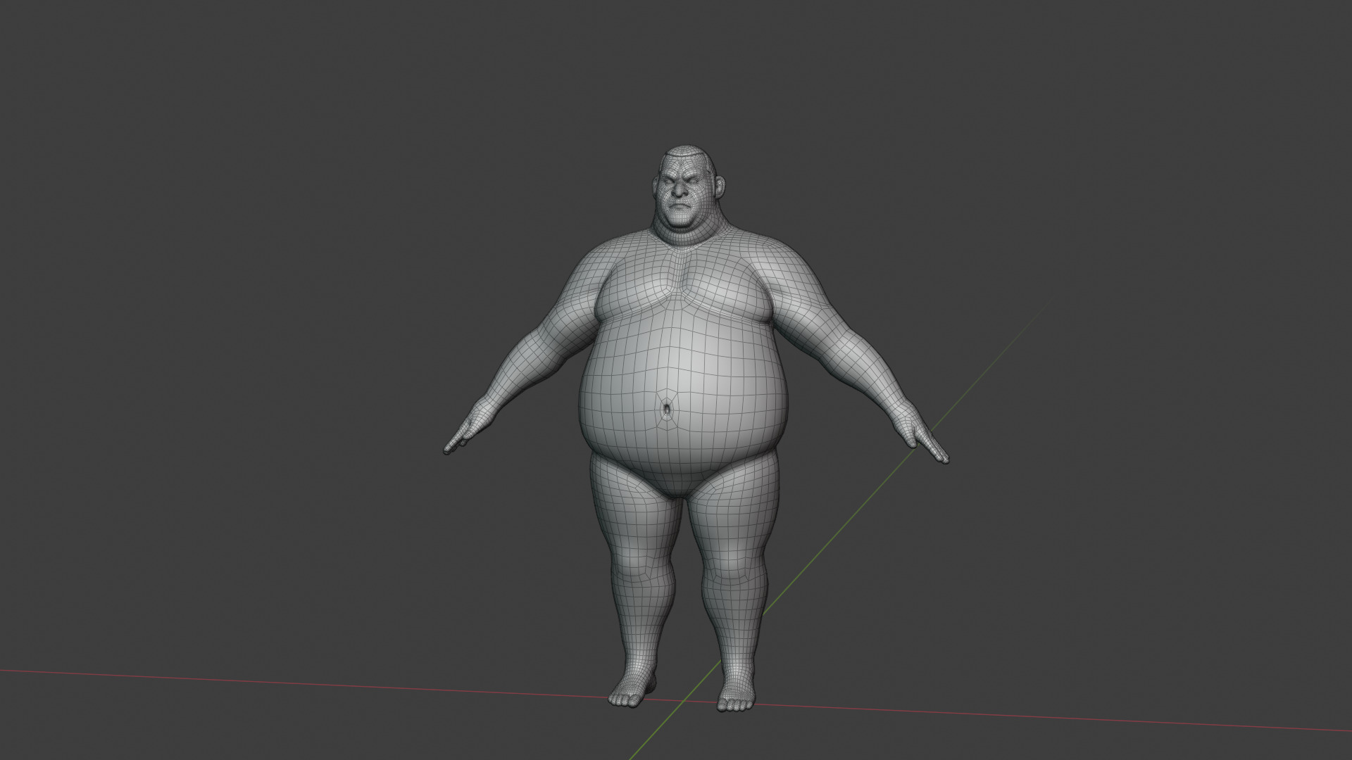 Stylized Sumo Guy Body Base Mesh Rigged with IK FK Switch Low-poly 3D model_18
