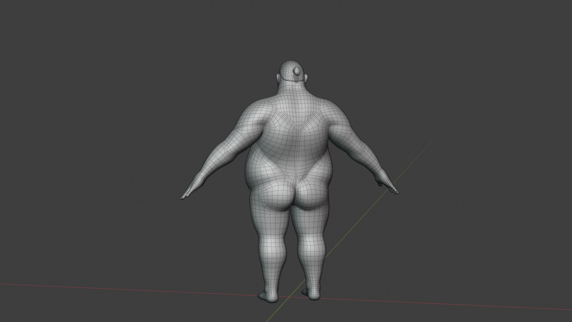 Stylized Sumo Guy Body Base Mesh Rigged with IK FK Switch Low-poly 3D model_19
