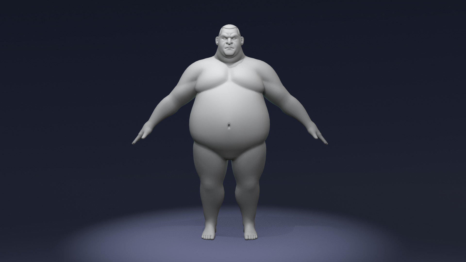 Stylized Sumo Guy Body Base Mesh Rigged with IK FK Switch Low-poly 3D model_3