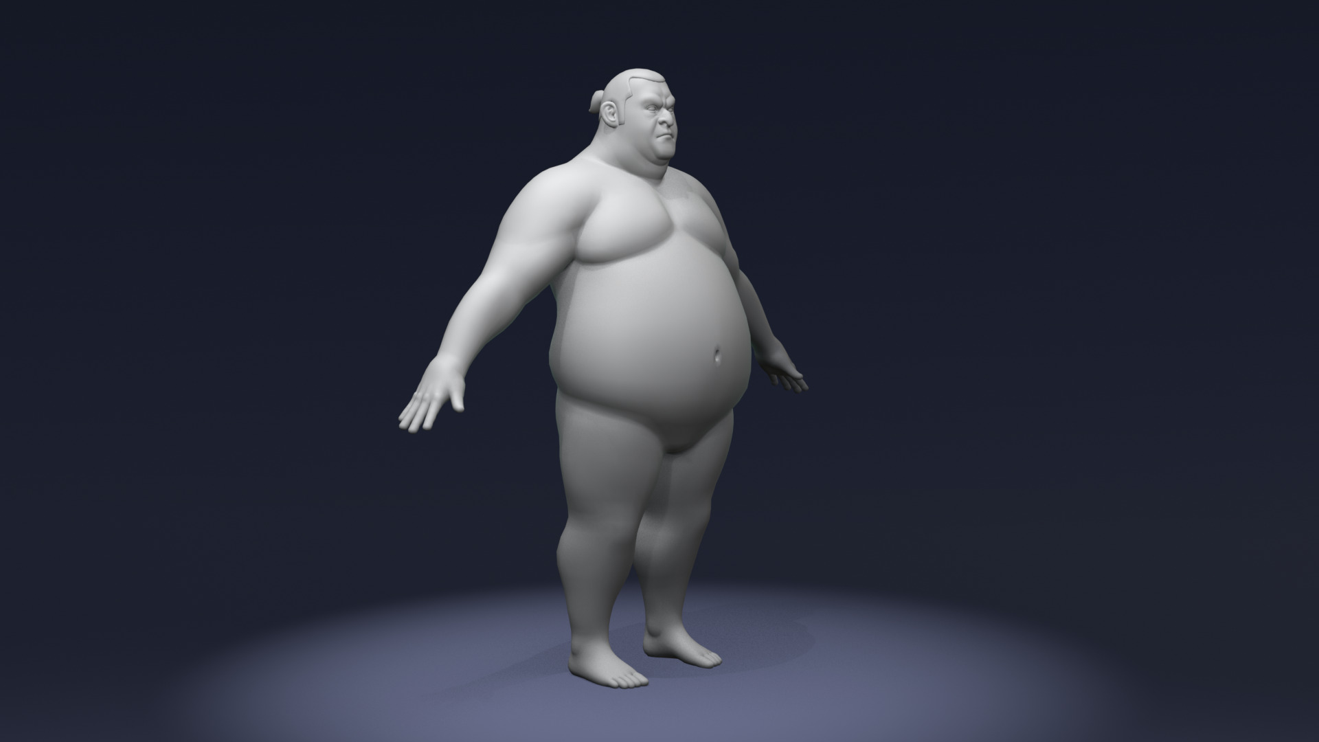 Stylized Sumo Guy Body Base Mesh Rigged with IK FK Switch Low-poly 3D model_4