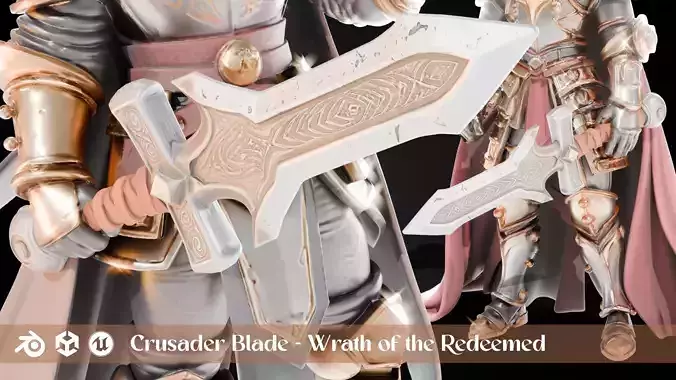 Stylized Sword - Crusader Blade The Redeemed - Game Ready