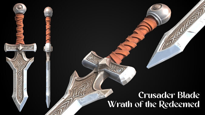 Stylized Knight Sword - Crusader Blade - Wrath of the Redeemed 3D model