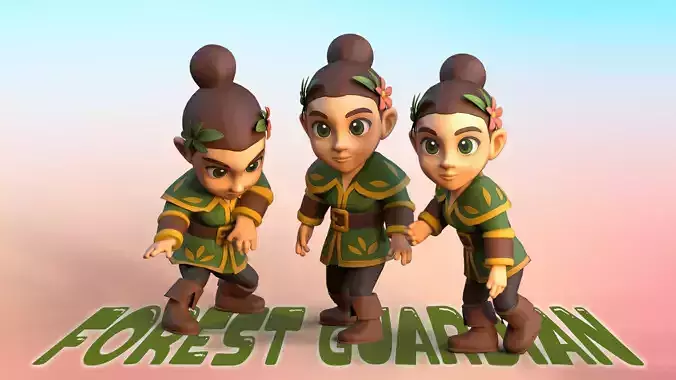 Forest Guardian Animated Character UNREAL ENGINE Low-poly 3D model
