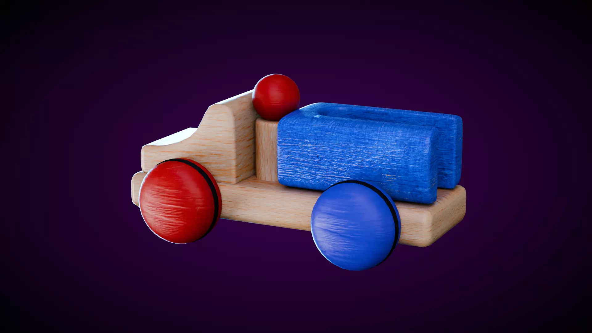 Wooden Truck Low-poly 3D model