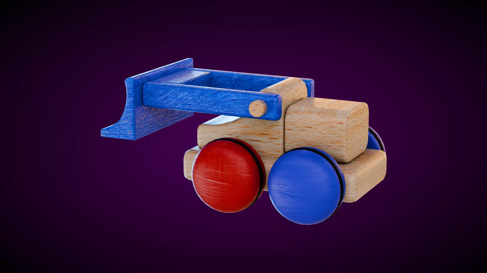 Wooden Bulldozer Low-poly 3D model
