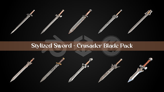 Stylized Sword - Crusader Blade Pack 3D Model Collection
