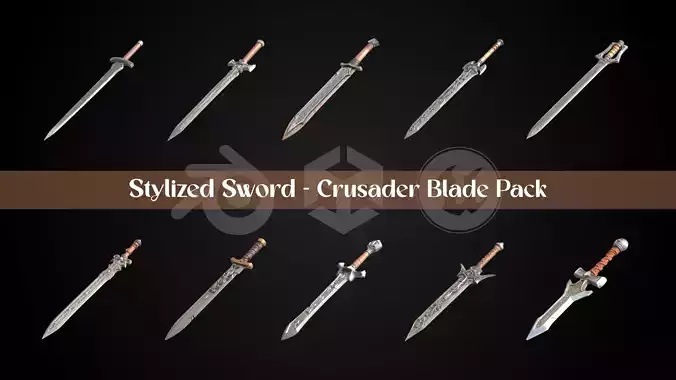 Stylized Sword - Crusader Blade Pack 3D Model Collection