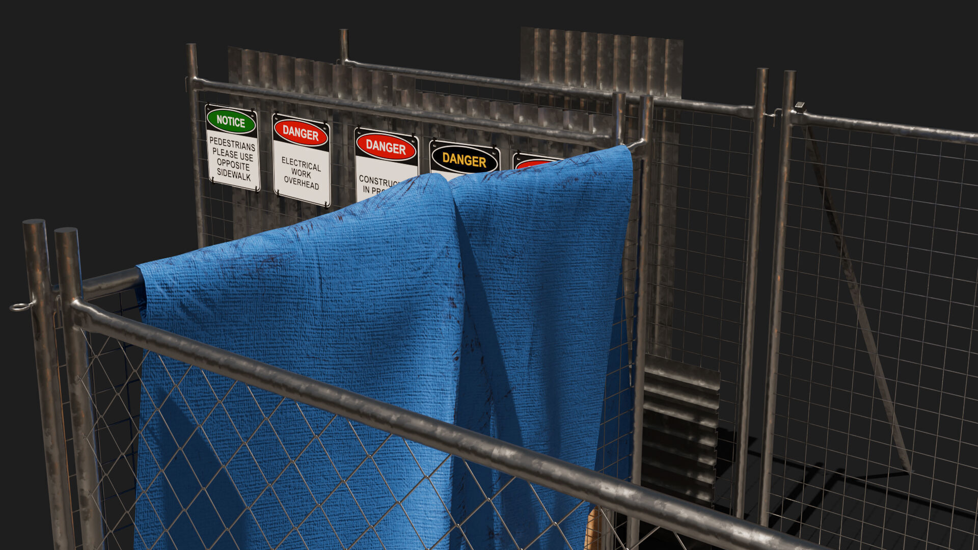 Simple modular pop up wire fence for construction building sites 3D model_3