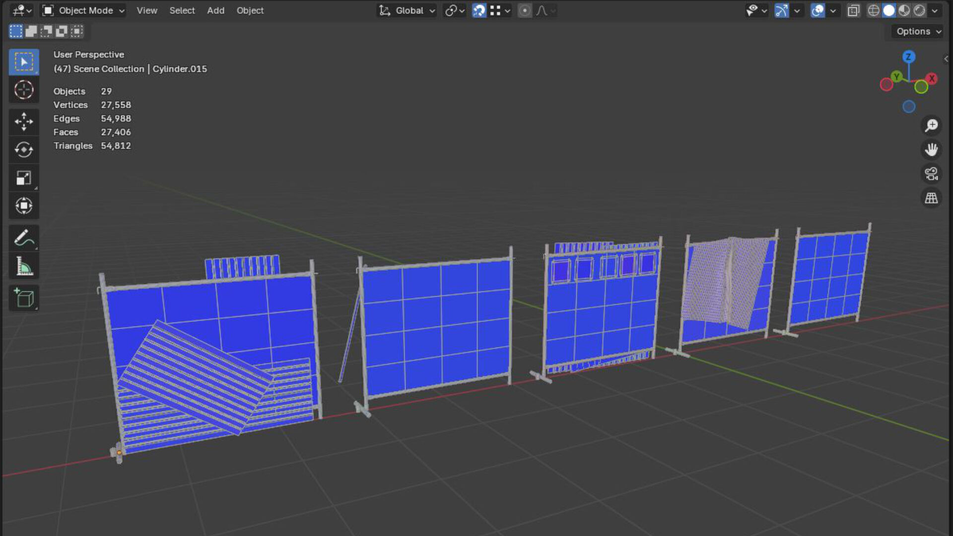 Simple modular pop up wire fence for construction building sites 3D model_5