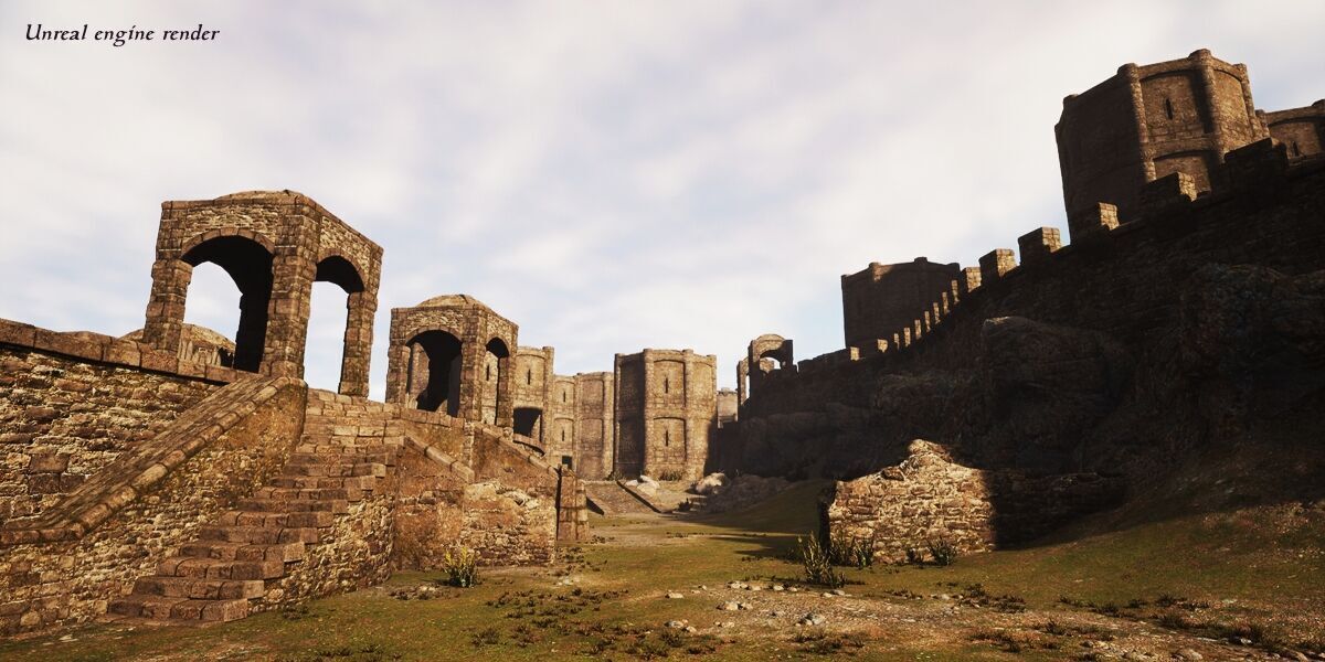 Ancient Fort - Game-ready assets set Low-poly 3D model_13