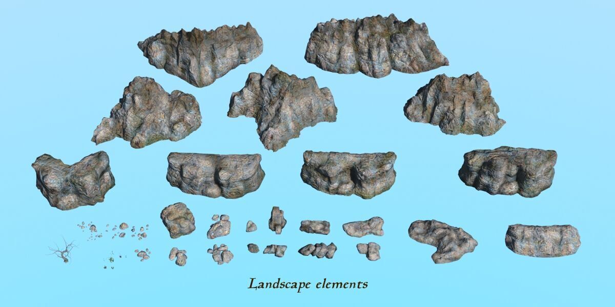 Ancient Fort - Game-ready assets set Low-poly 3D model_6