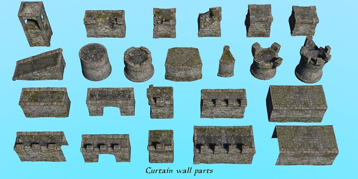 Ancient Fort - Game-ready assets set Low-poly 3D model_2