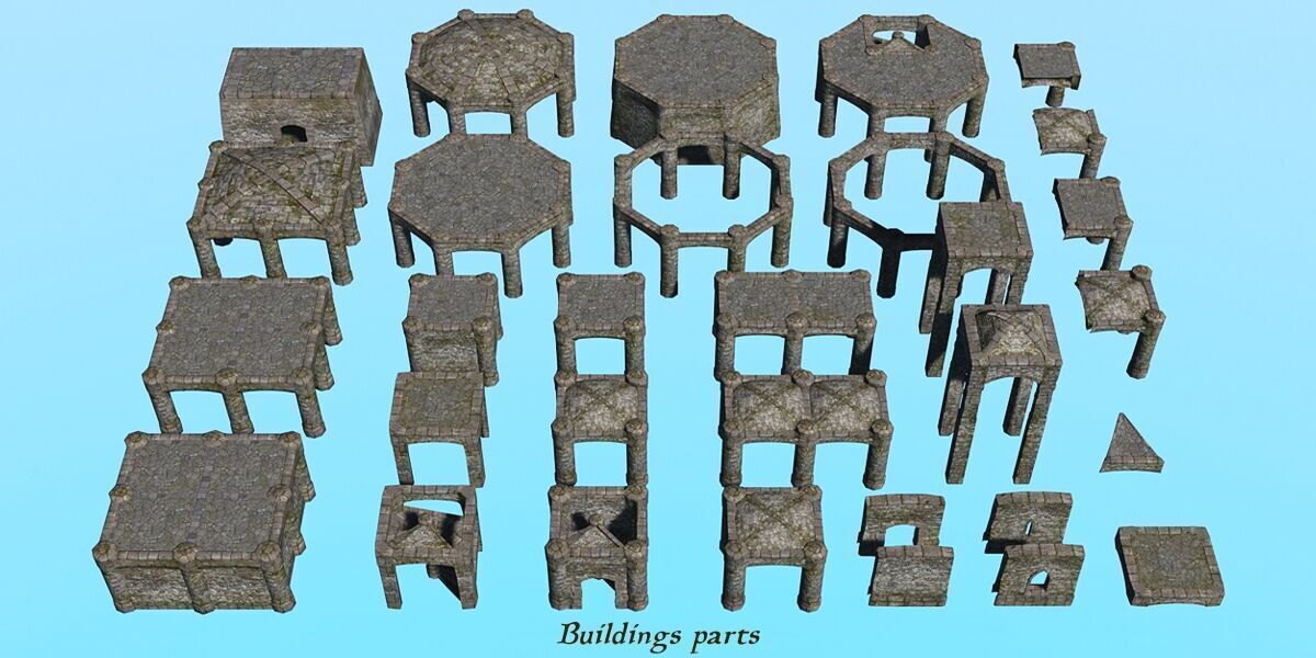 Ancient Fort - Game-ready assets set Low-poly 3D model_3