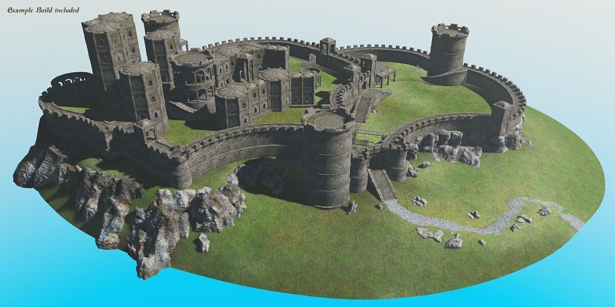 Ancient Fort - Game-ready assets set Low-poly 3D model_7