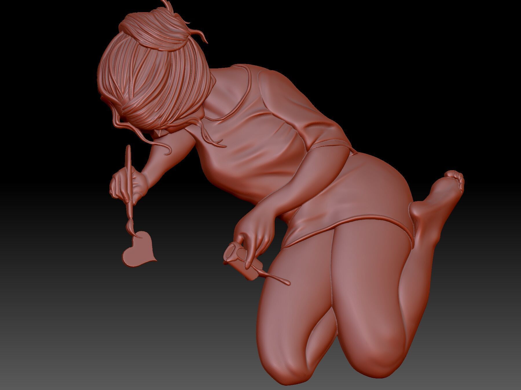 Girl and Heart 3D print model_4