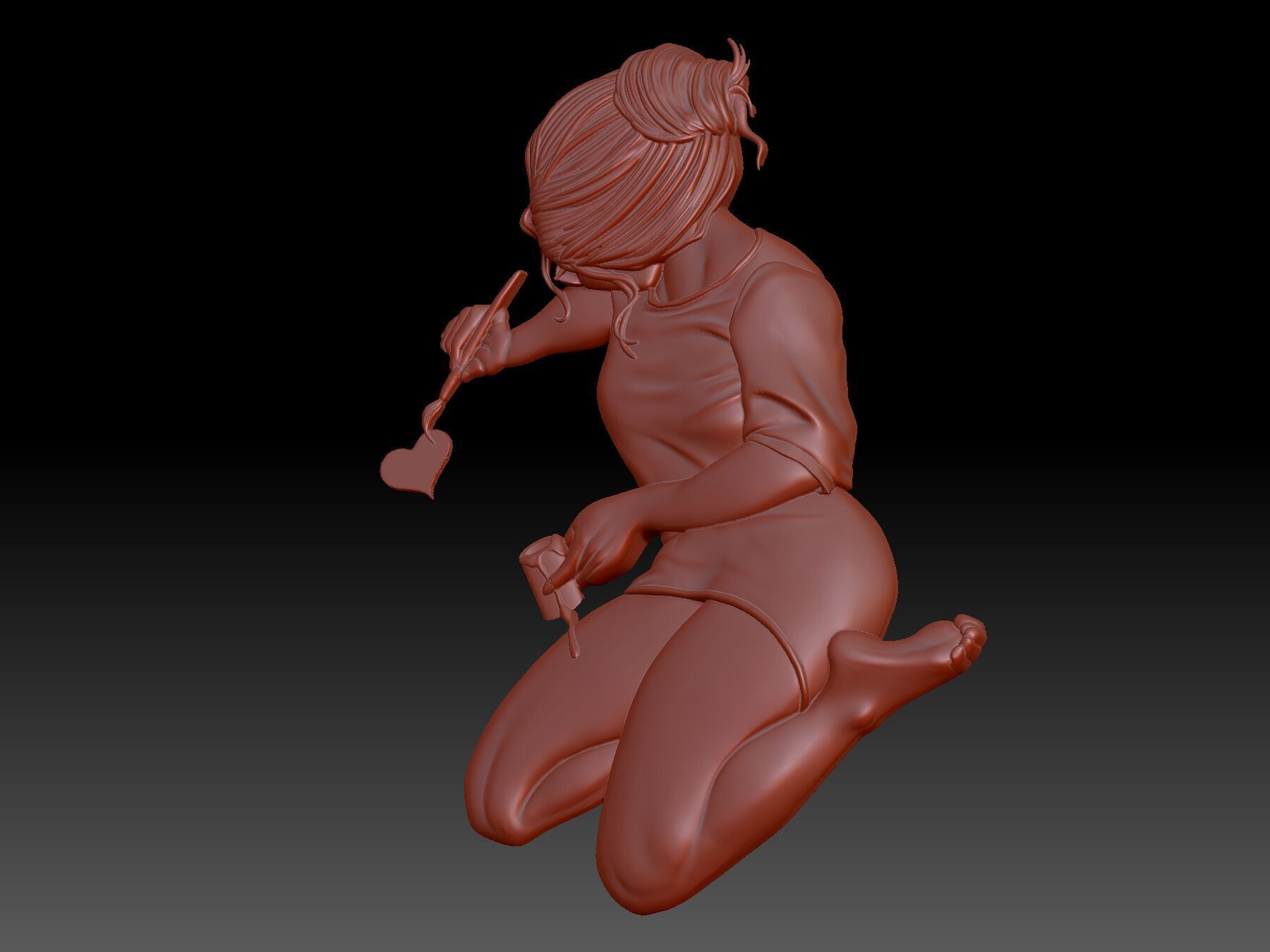 Girl and Heart 3D print model_3