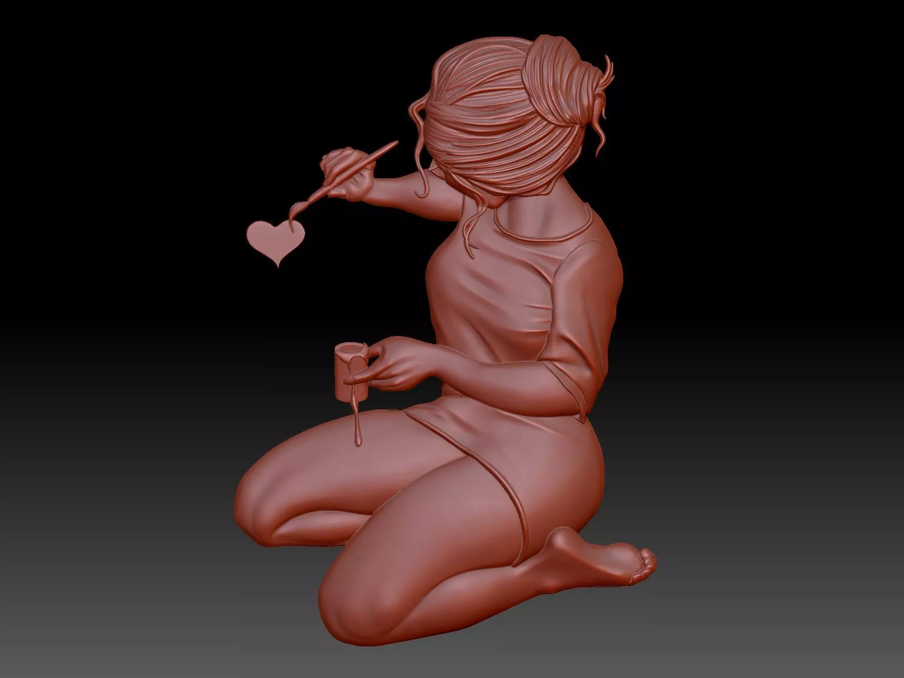 Girl and Heart 3D print model_0