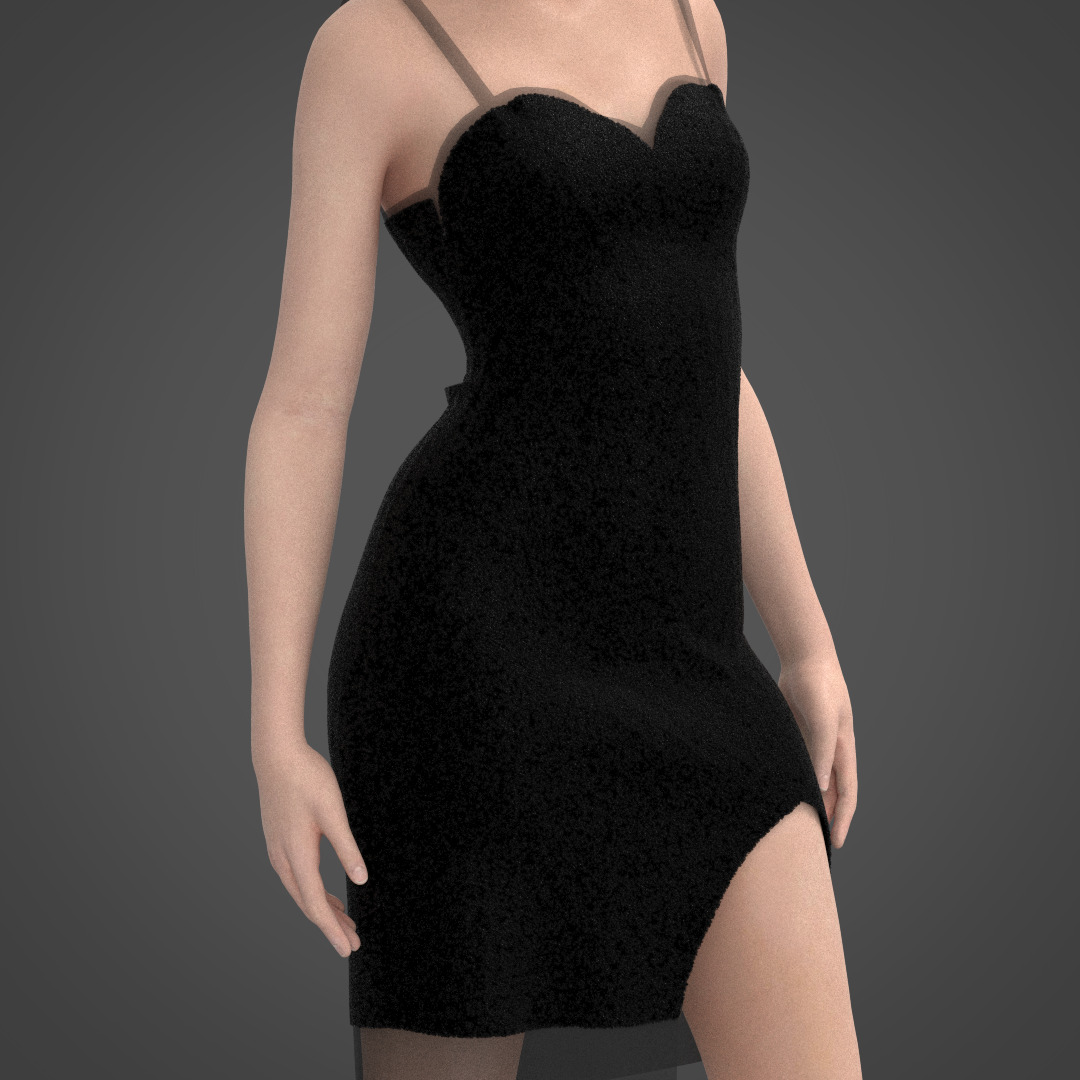 Female Gown Armless  3D model_3