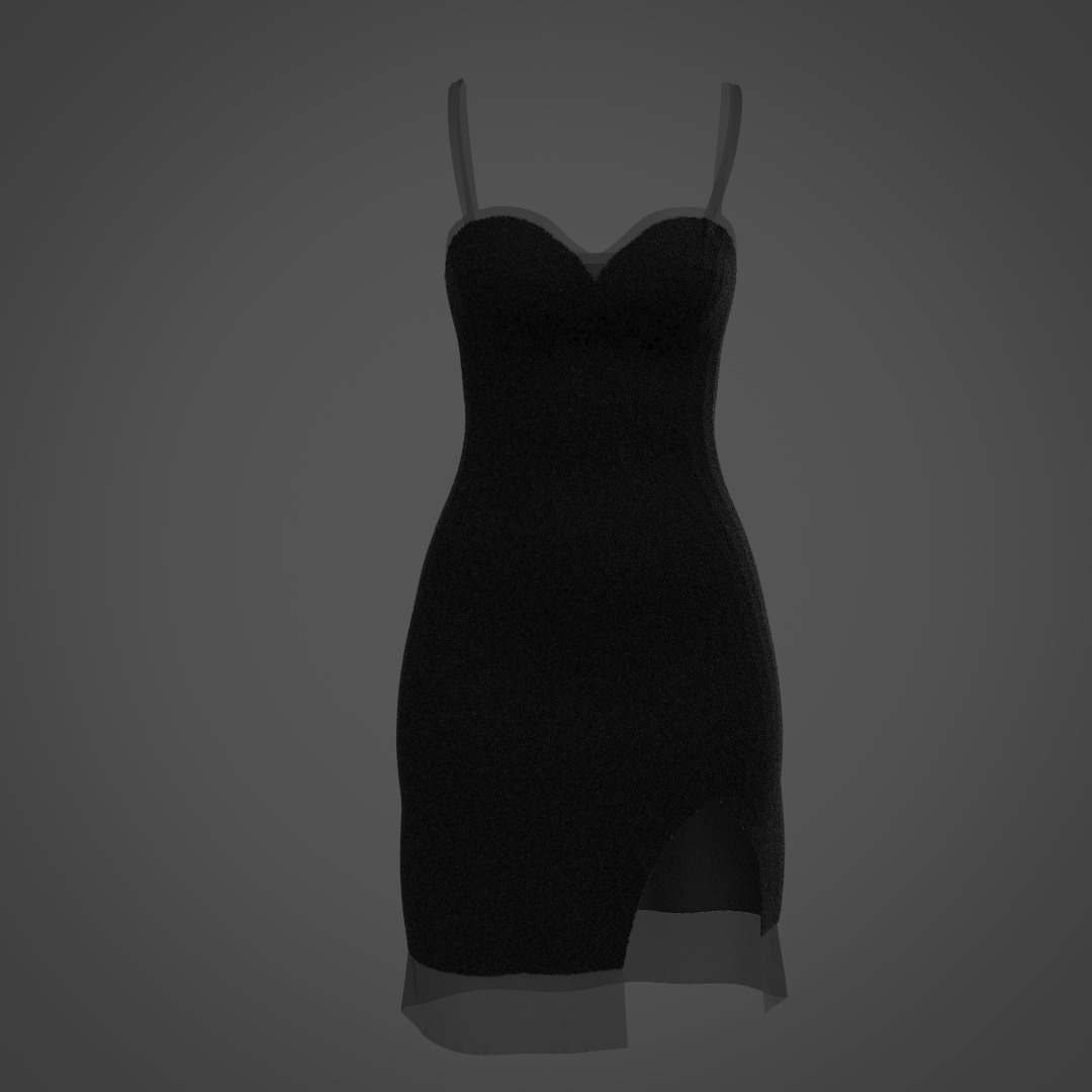 Female Gown Armless  3D model_4