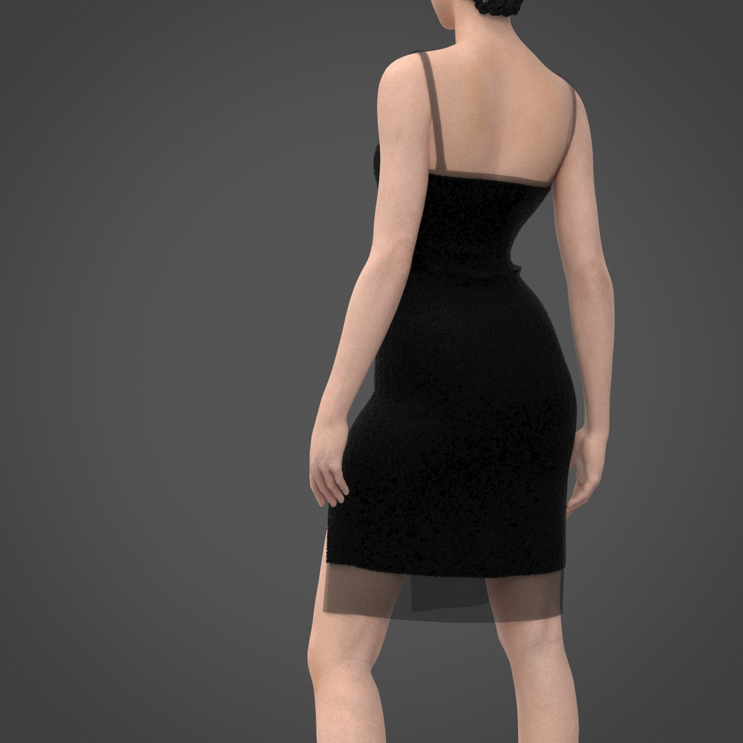 Female Gown Armless  3D model_6