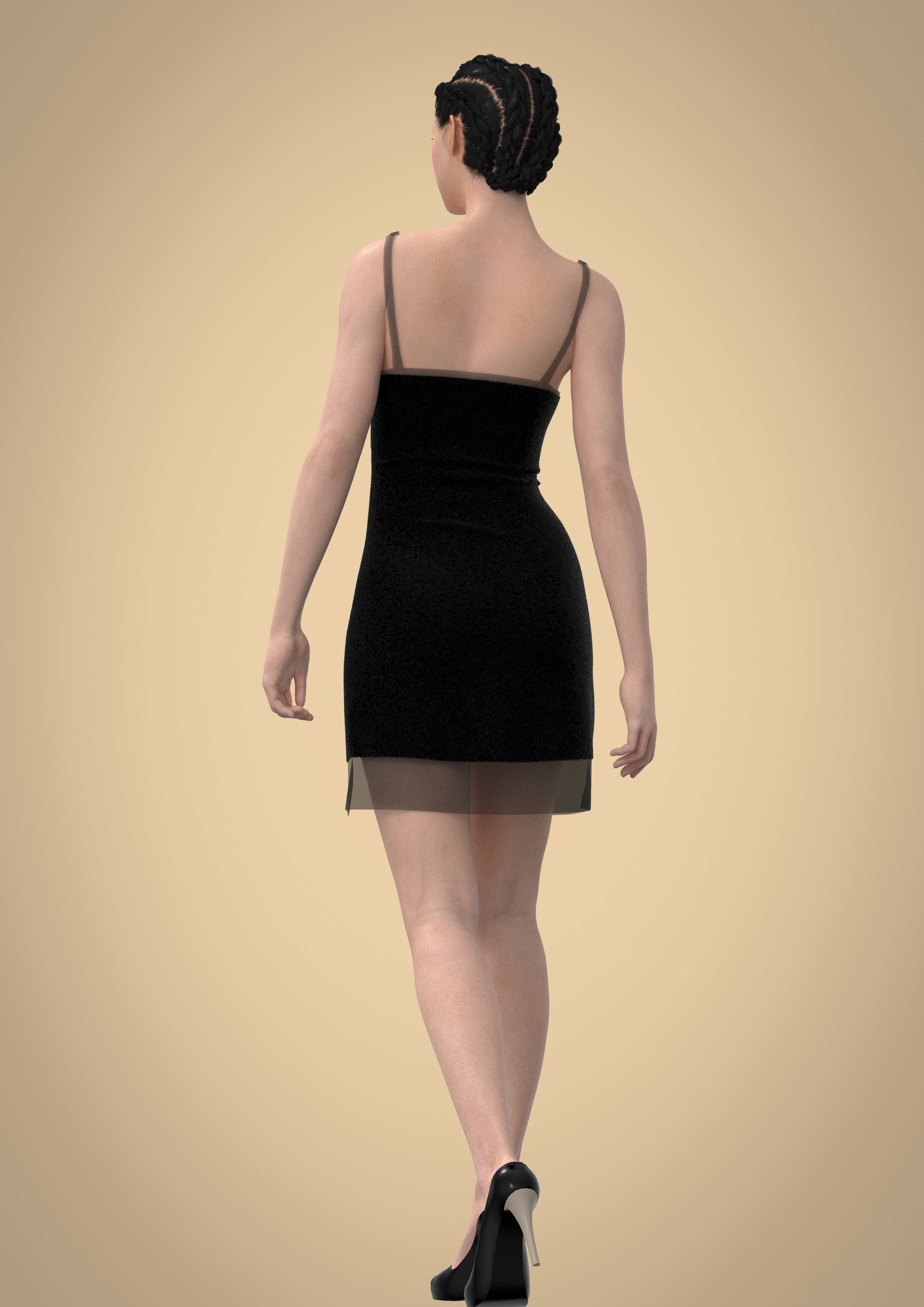 Female Gown Armless  3D model_1
