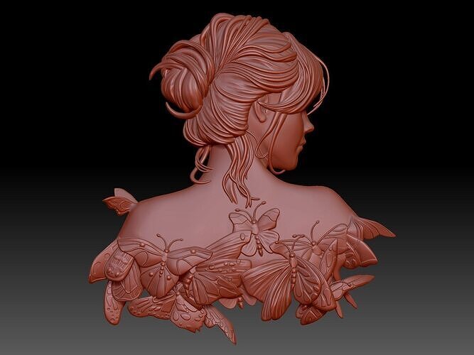 Girl and butterflies 3D print model