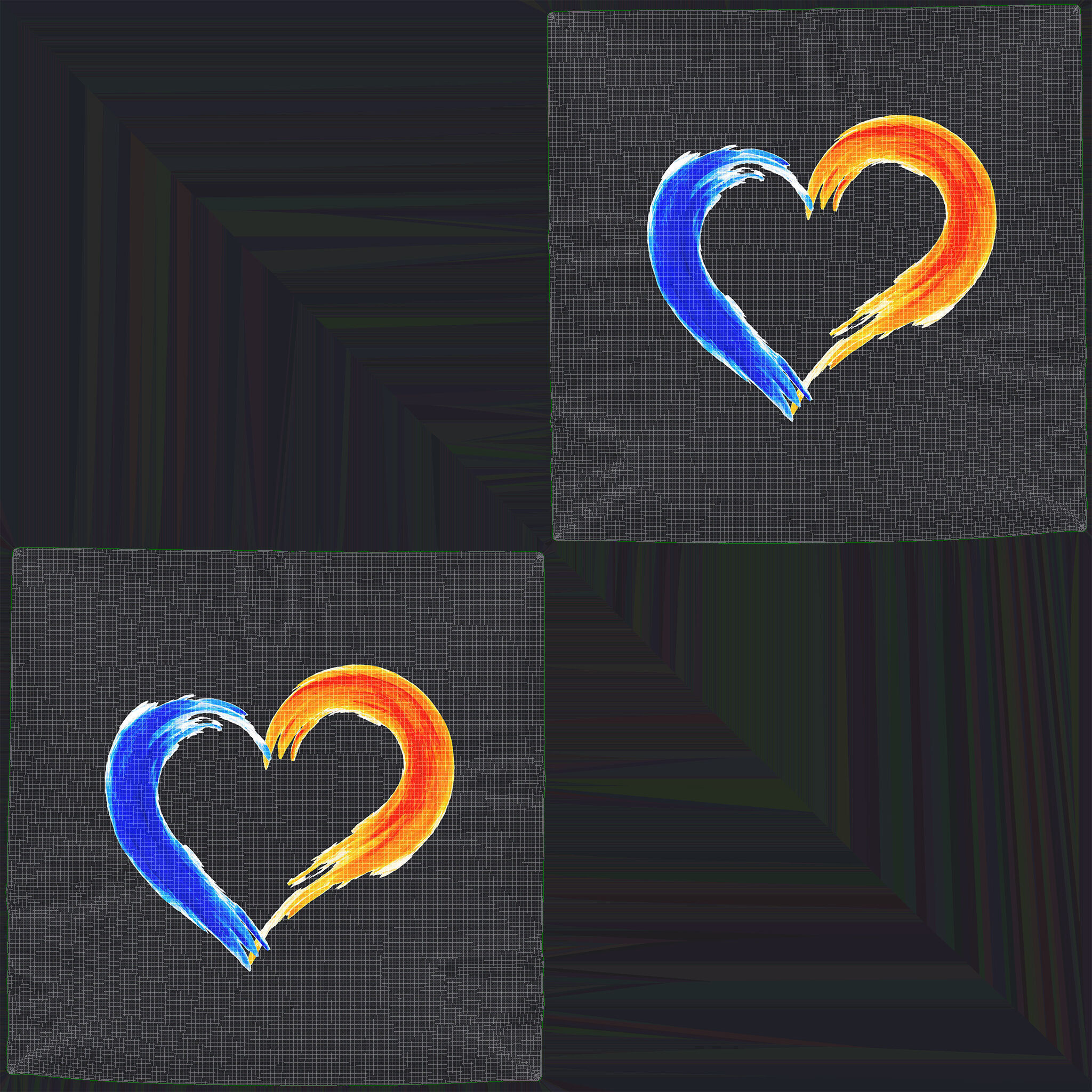 pillow heart color 3D model_10