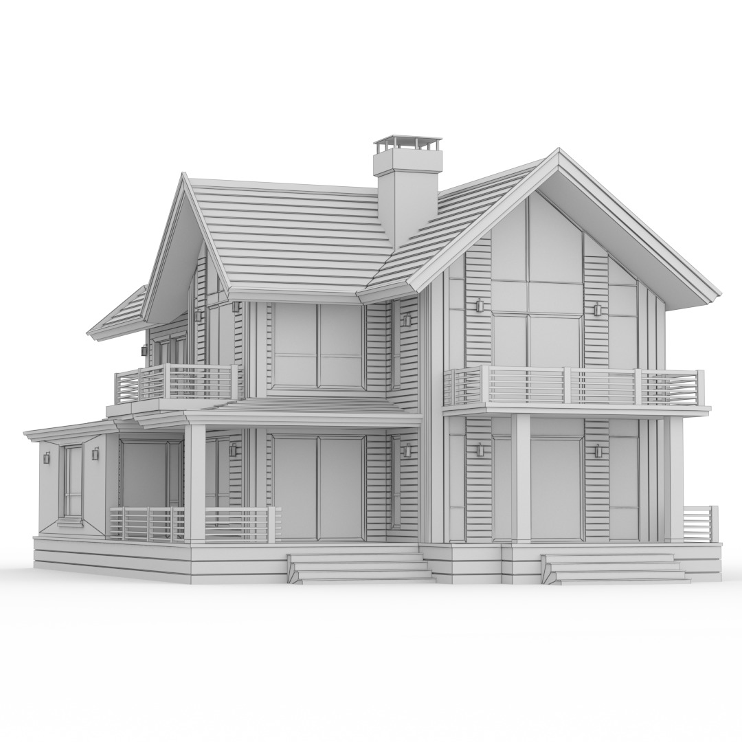 Two Storey Modern Cottage-A 3D model_6