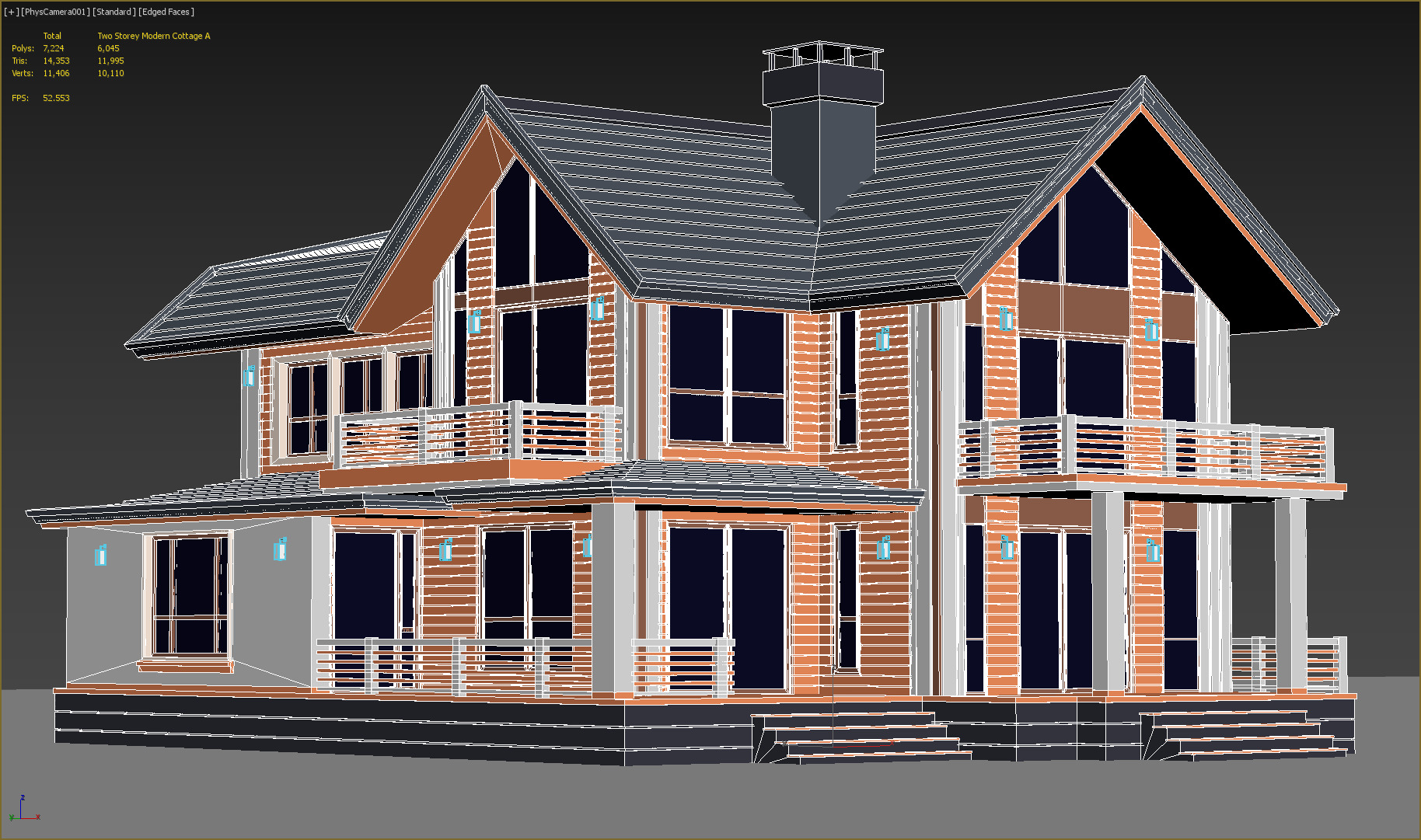 Two Storey Modern Cottage-A 3D model_10