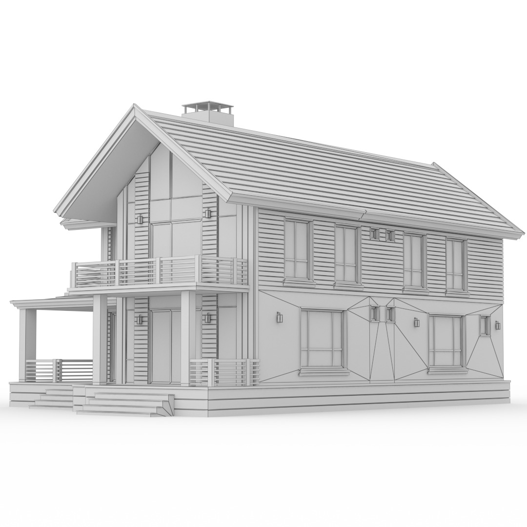 Two Storey Modern Cottage-A 3D model_7