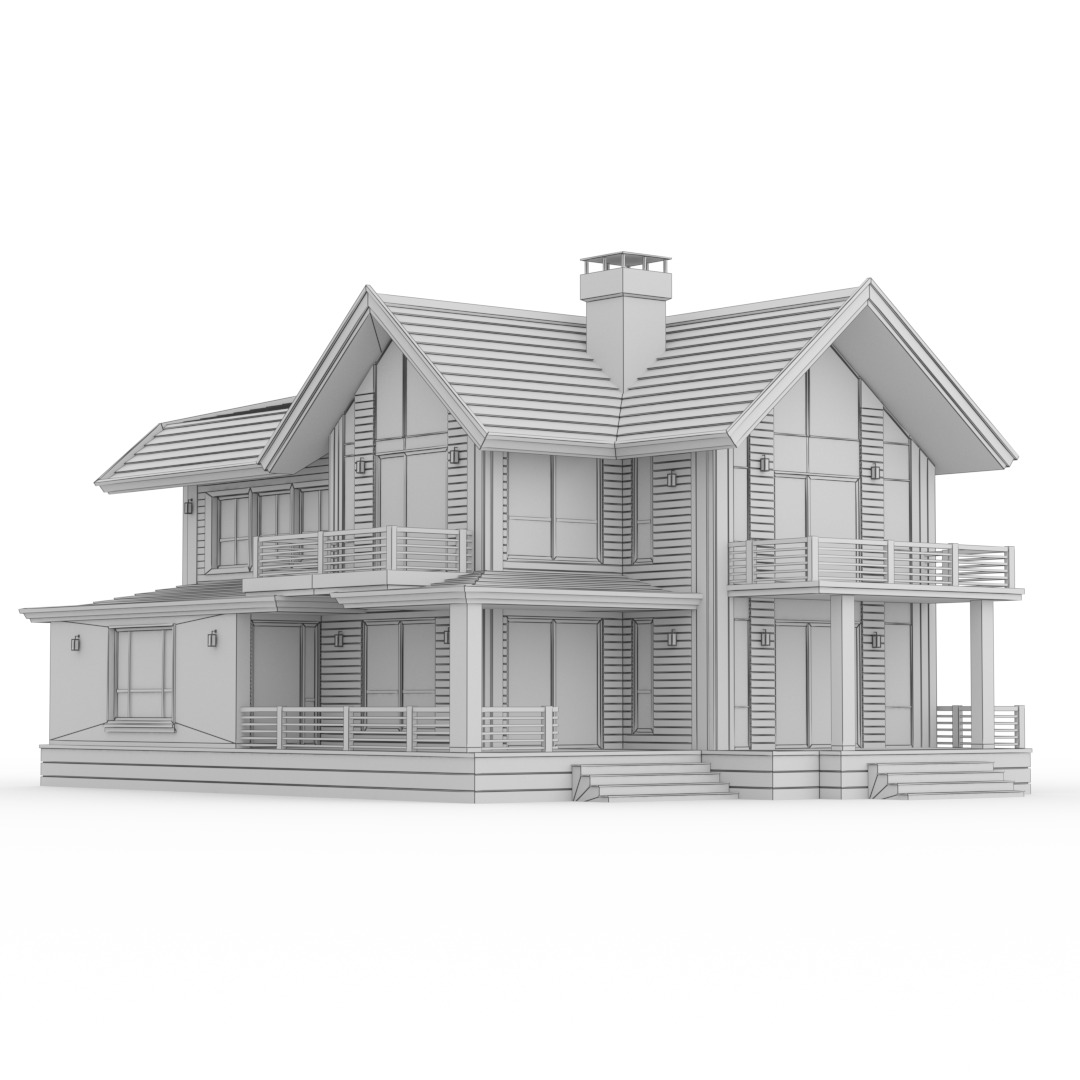 Two Storey Modern Cottage-A 3D model_5