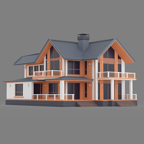 Two Storey Modern Cottage-A 3D model